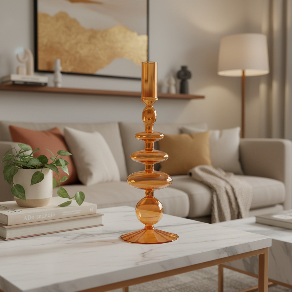 Colored Glass Candlestick Living Room And Wine Cabinet Decorations Ornaments