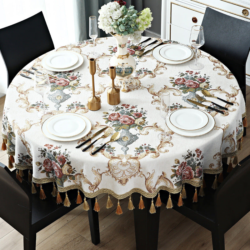 Chenille tassel tablecloth