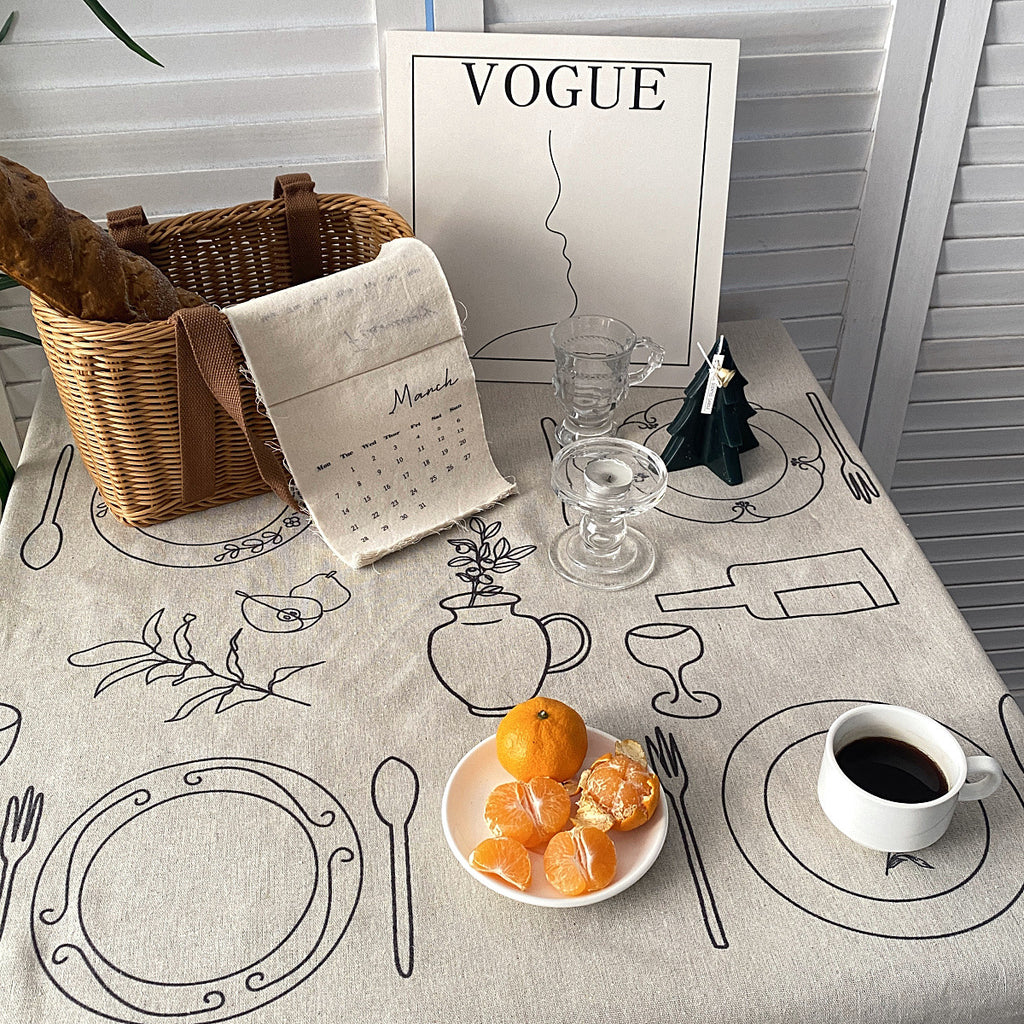 Creative Tablecloth Ins Style Personalized Line Drawing Tablecloth
