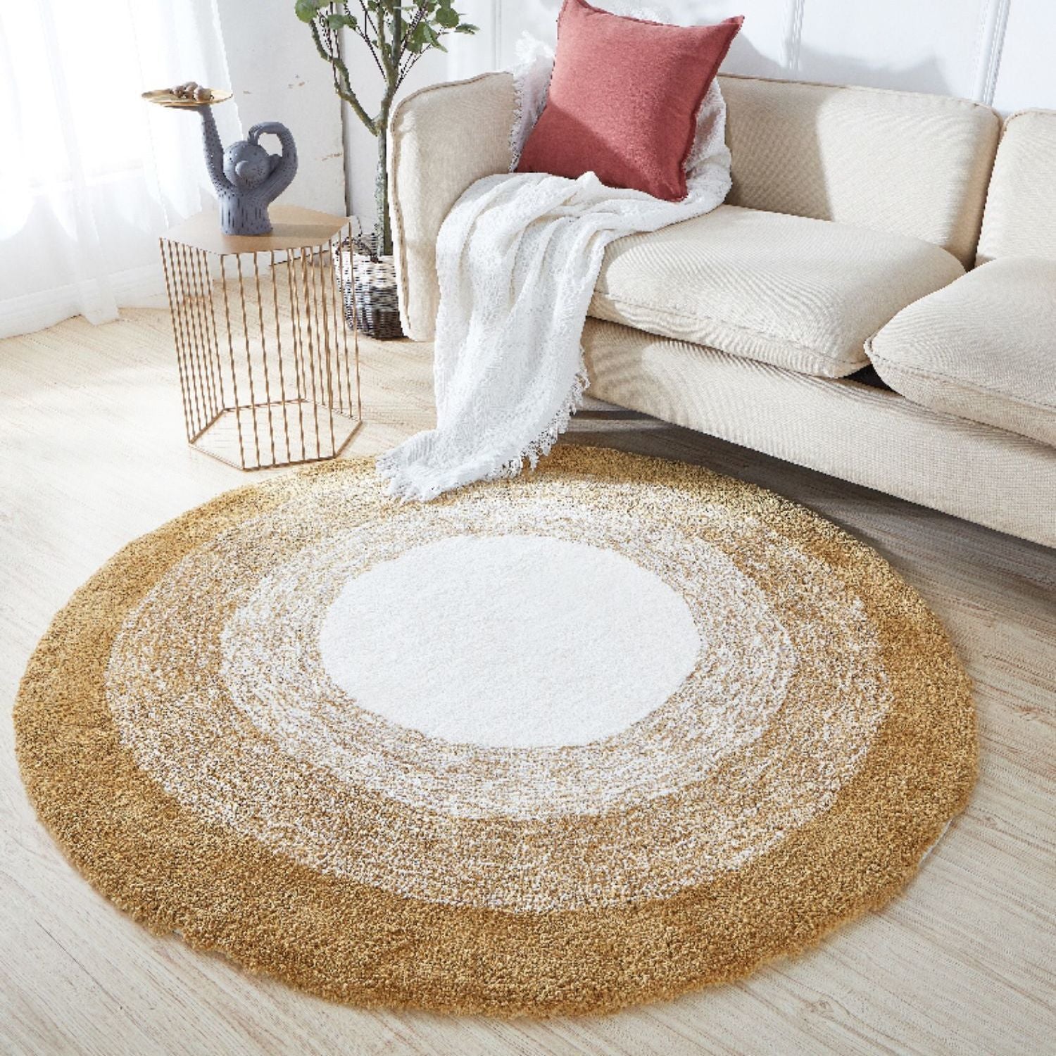 Alfombra Redonda Engrosada para Dormitorio, Mesita de Noche, Estilo Sencillo y Resistente a la Suciedad para Chicas